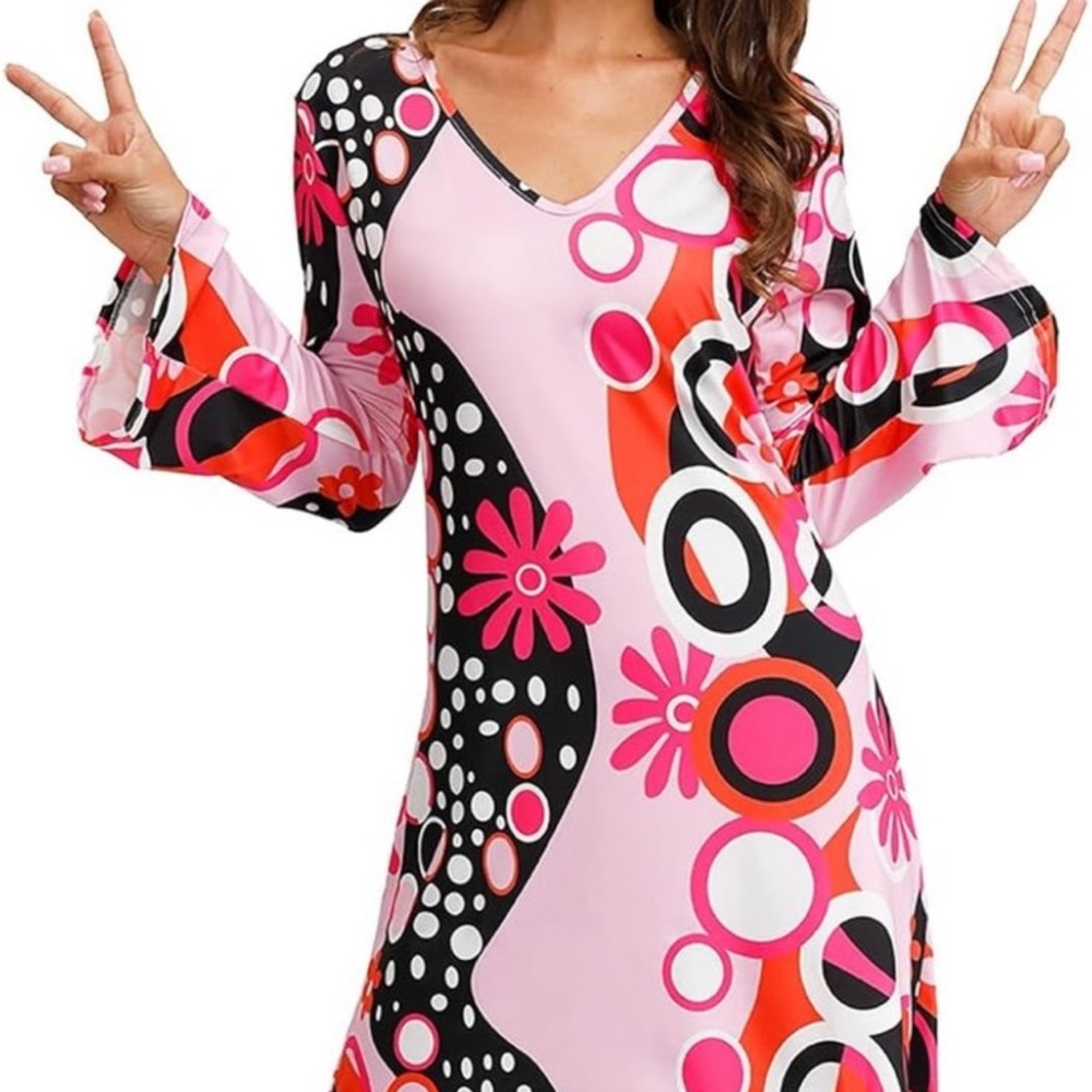 Women’s Halloween Floral 1960’s 1970’s Hippie Costume Dress Size Small